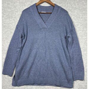 J. Jill Women's Sweater‎ Sz M V Neck Blue Pullover Casual Tunic